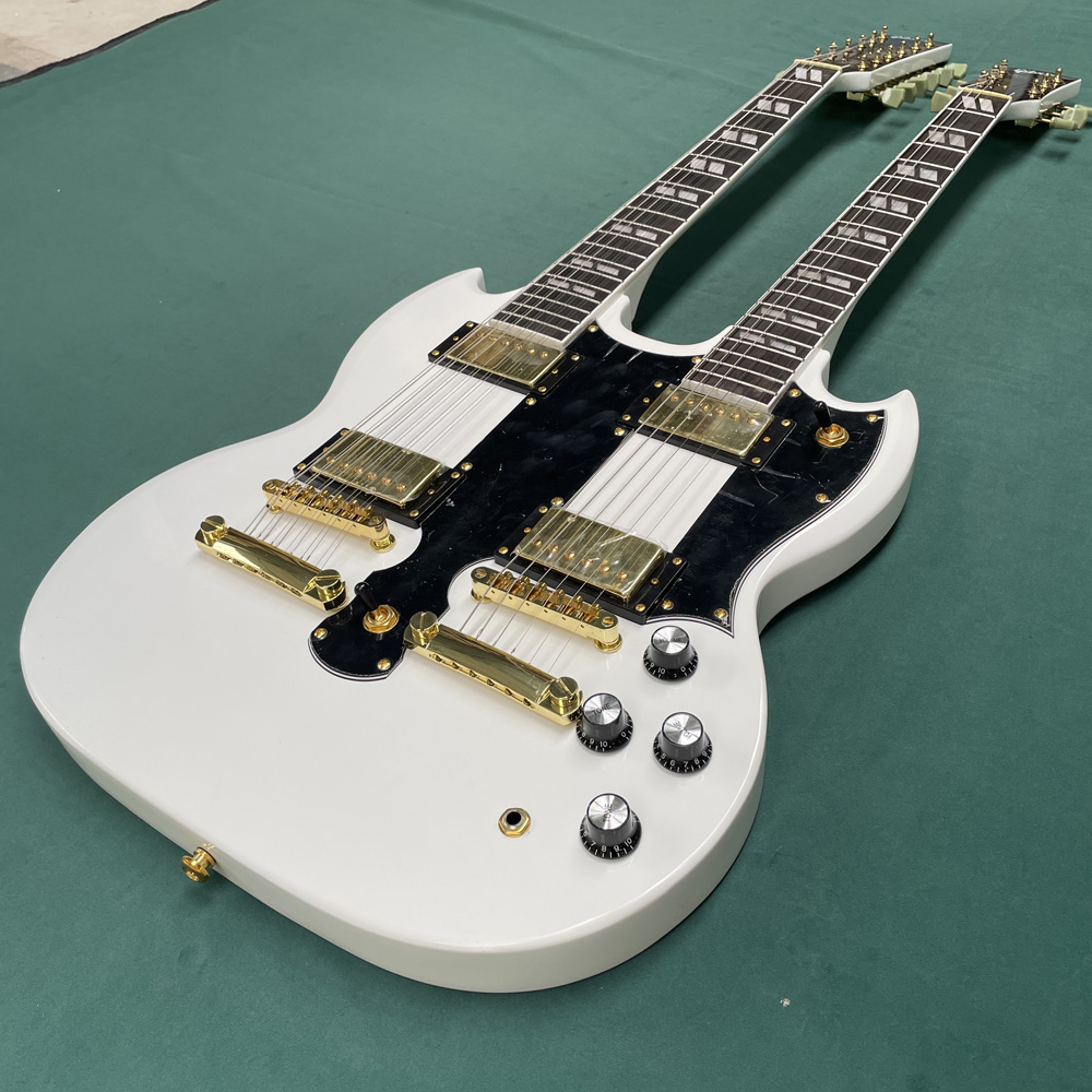 Electric Guitar Beginner - 더블넥 화이트 6현 12현 일렉트릭 기타,