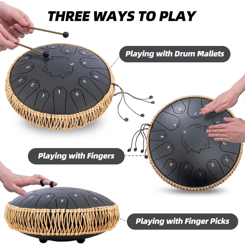 Hluru 스틸 텅 글루코폰 13인치 15음계 C조 음 - Musical Instrument Morocco 리뷰 및 가격